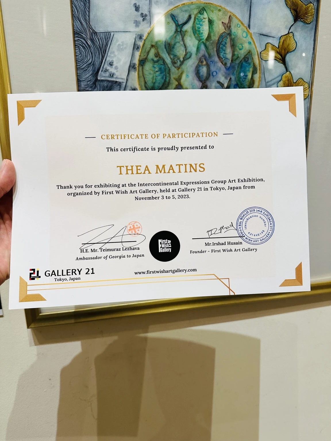 Certificate of participation in Intercontinental Expressions 2023