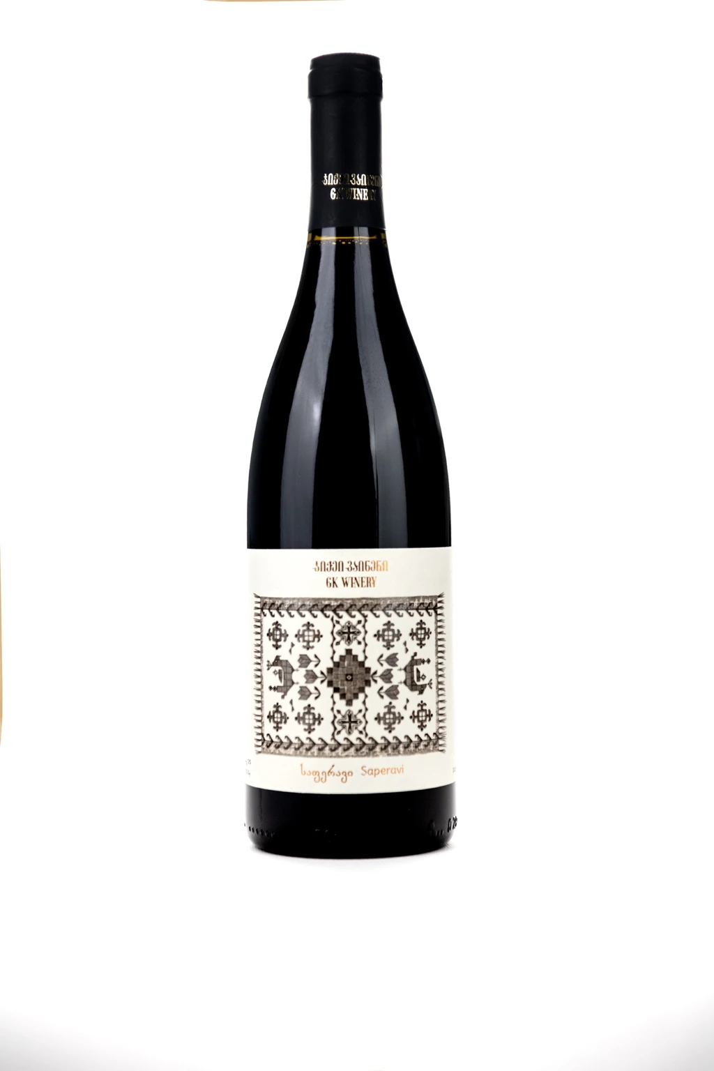 Georgian ornament illustration applied to a GK Winery bottle