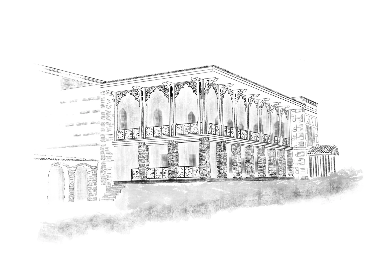 Sighnaghi house label illustration