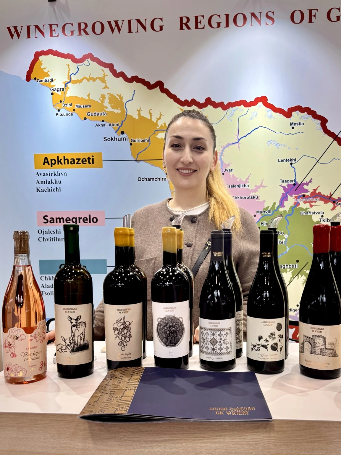 Thea Matins with a selection of GK Winery bottles