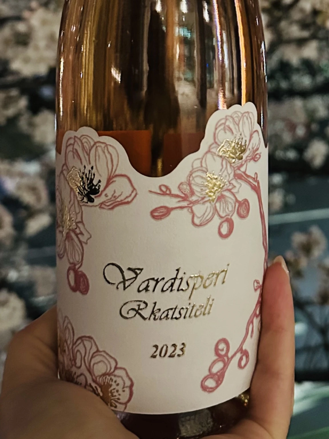 Detail of the Vardisperi Rkatsiteli wine label