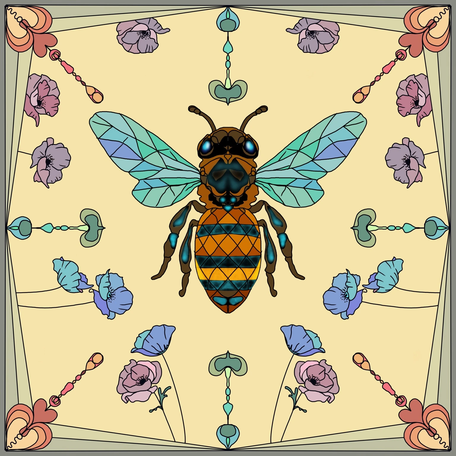 Bee Garden scarf design