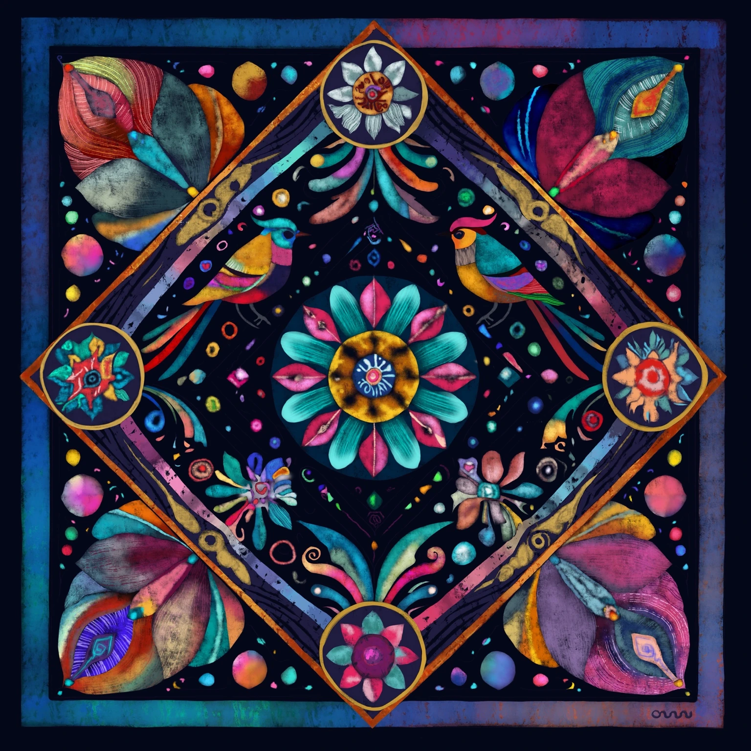 Bird Garden scarf design
